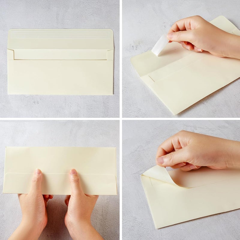 Wishop 50 Pack #10 Business Envelopes Self Seal 4x9 Standard Envelopes for Business, Invoices, Letter Mailing, 4 1/8 x 9 1/2 Inches (Cream Color, 4.13 x 9.49) - Image 3